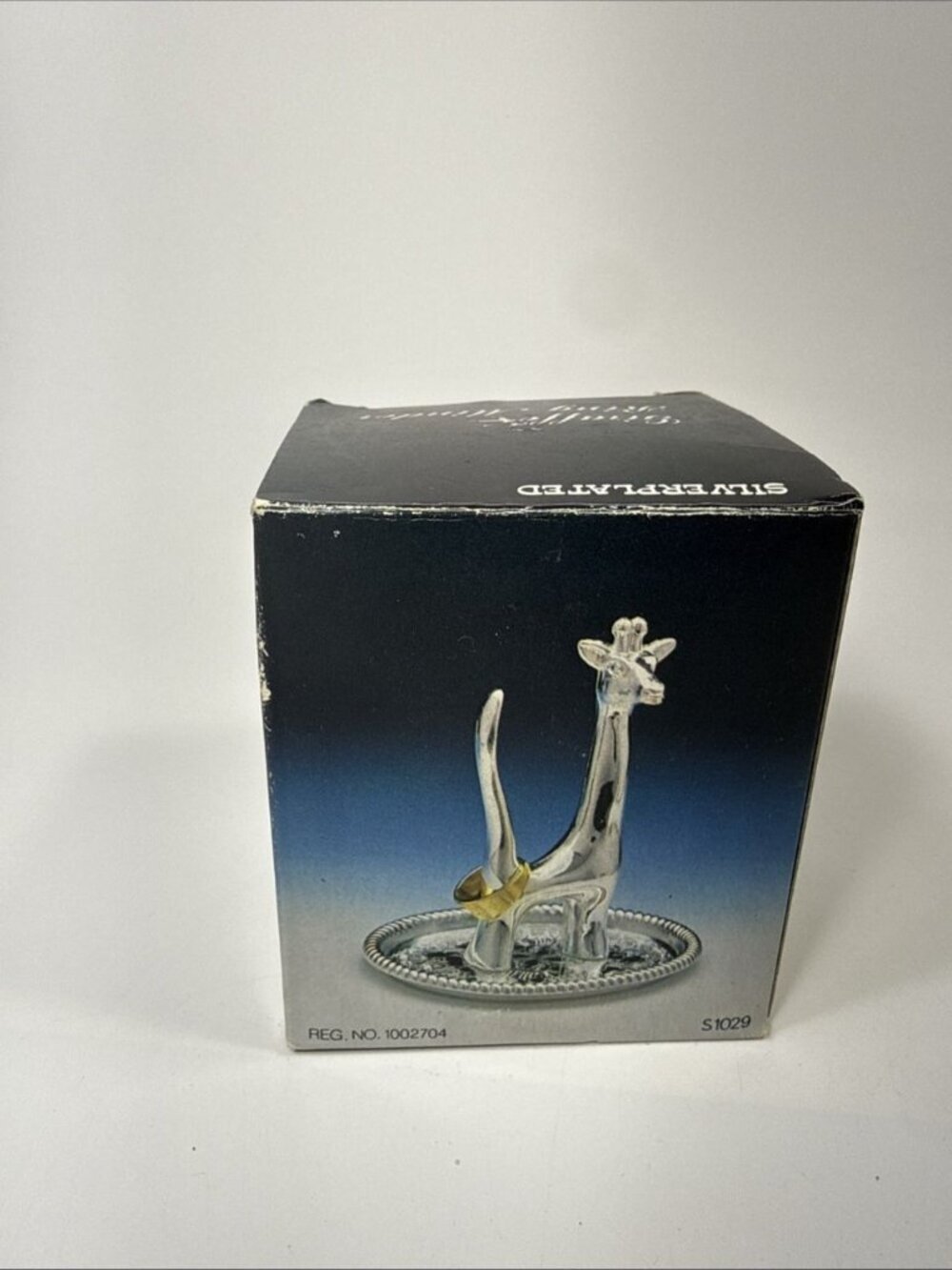 Vtg Giraffe Ring Holder Dish Trinket Tray Jewelry Made in Hong Kong In Box B1